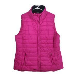 Calvin Klein full-zip puffer vest, women's large, bright pink VGC
